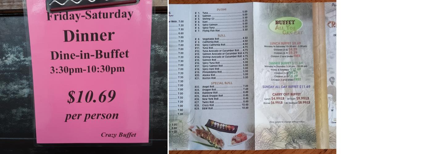 Crazy Buffet Menu
