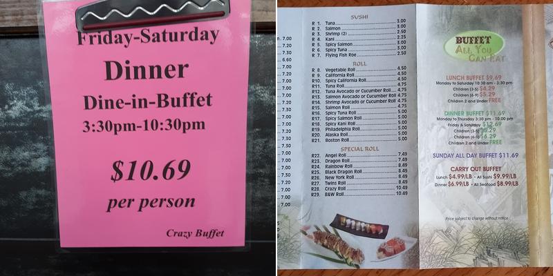 Crazy Buffet Menu