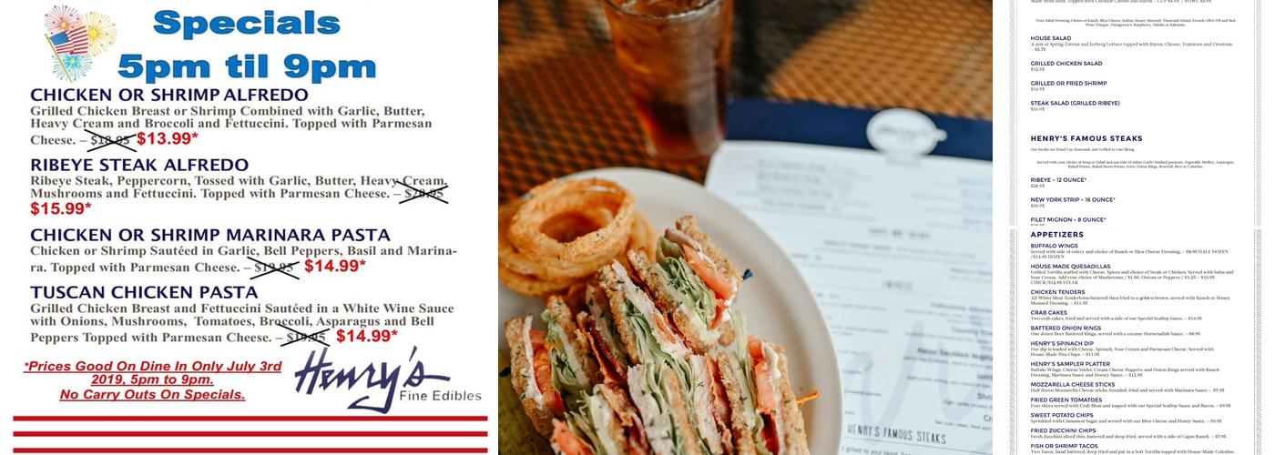 Henry's Fine Edibles LLC Menu