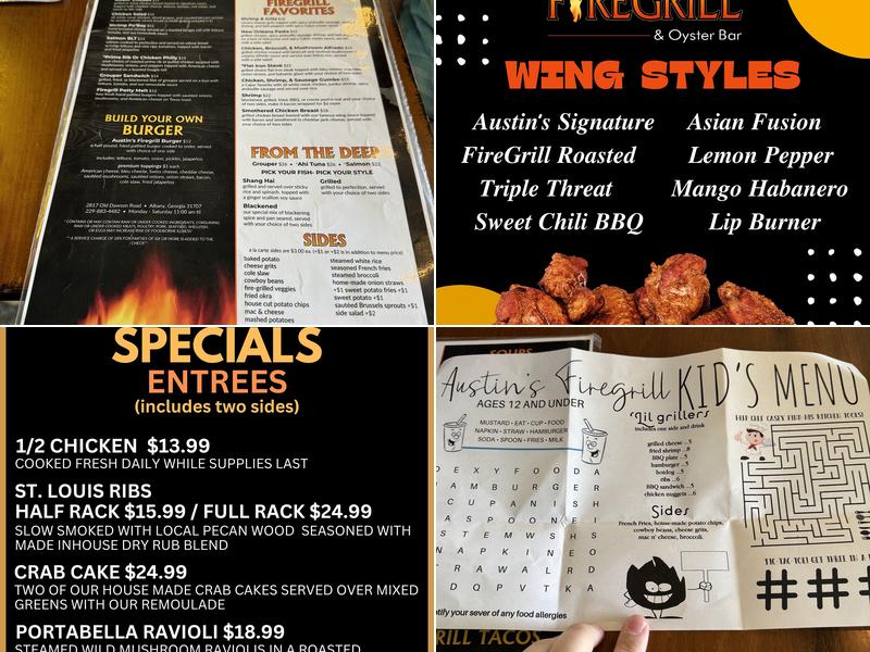 Austin's Firegrill & Oyster Bar Menu