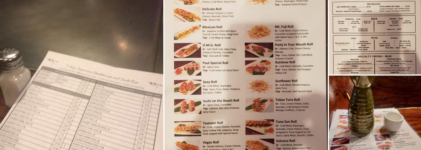 Tokyo Japanese Steakhouse Menu