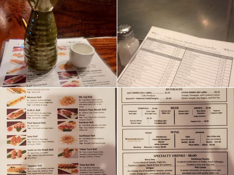 Tokyo Japanese Steakhouse Menu