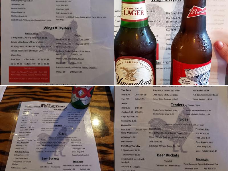 Roosters Tavern Menu