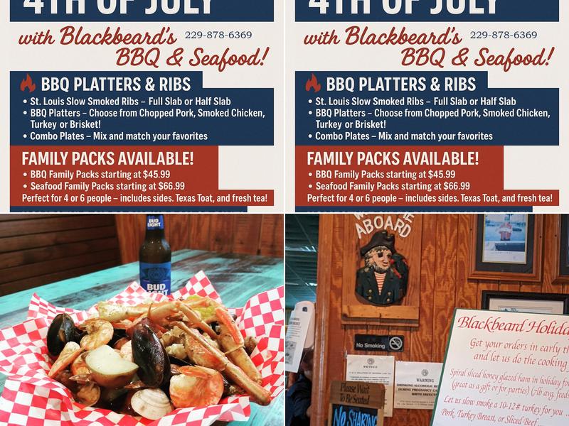 Blackbeard's B & B Bar-B-Que Menu