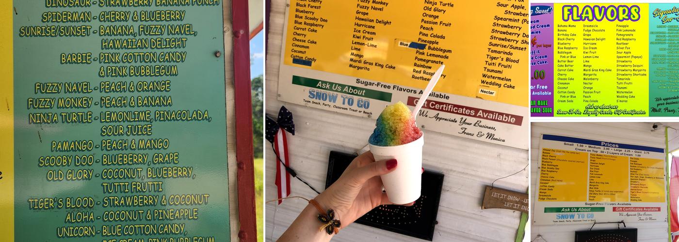 Rainbow Snow Cones Menu
