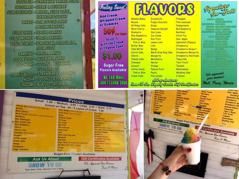 Rainbow Snow Cones Menu
