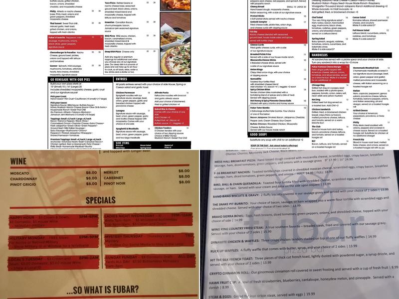 FUBAR Pizza Bar Menu
