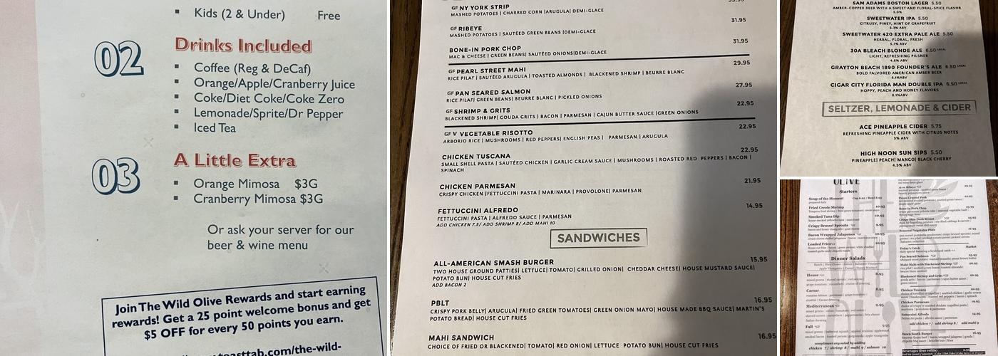 Wild Olive Menu