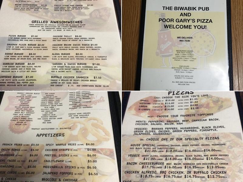 Poor Gary's Pizza & Subs Menu