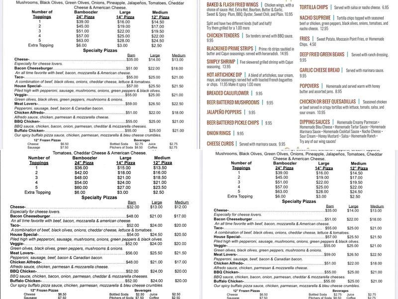 Poor Gary's Pizza At-Vermilion Menu