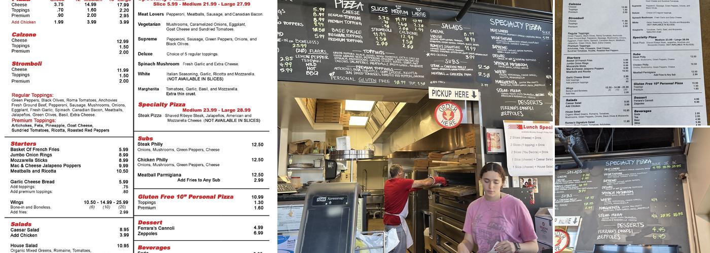 Romeo's New York Pizza Menu