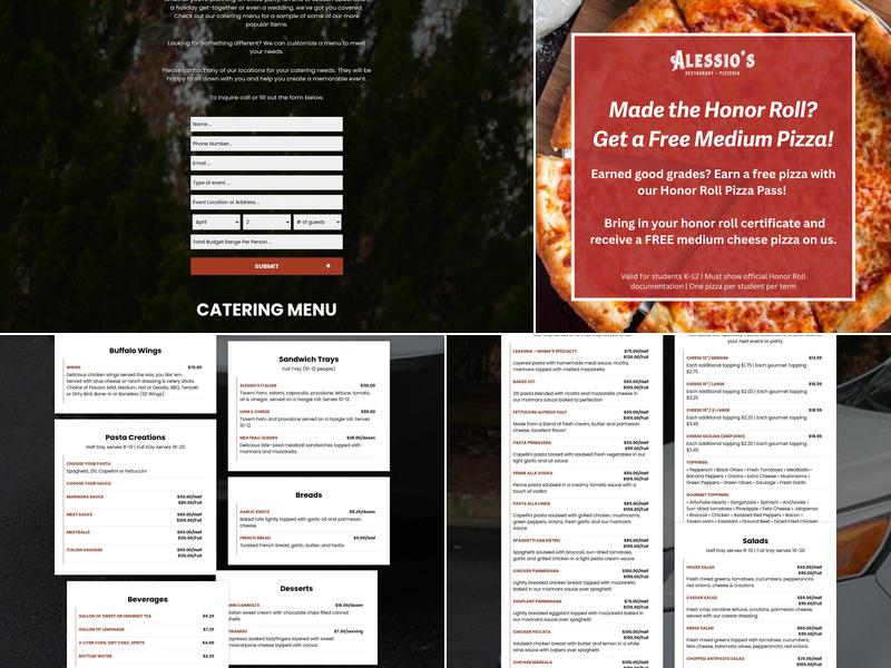 Alessio's Restaurant & Pizzeria Menu