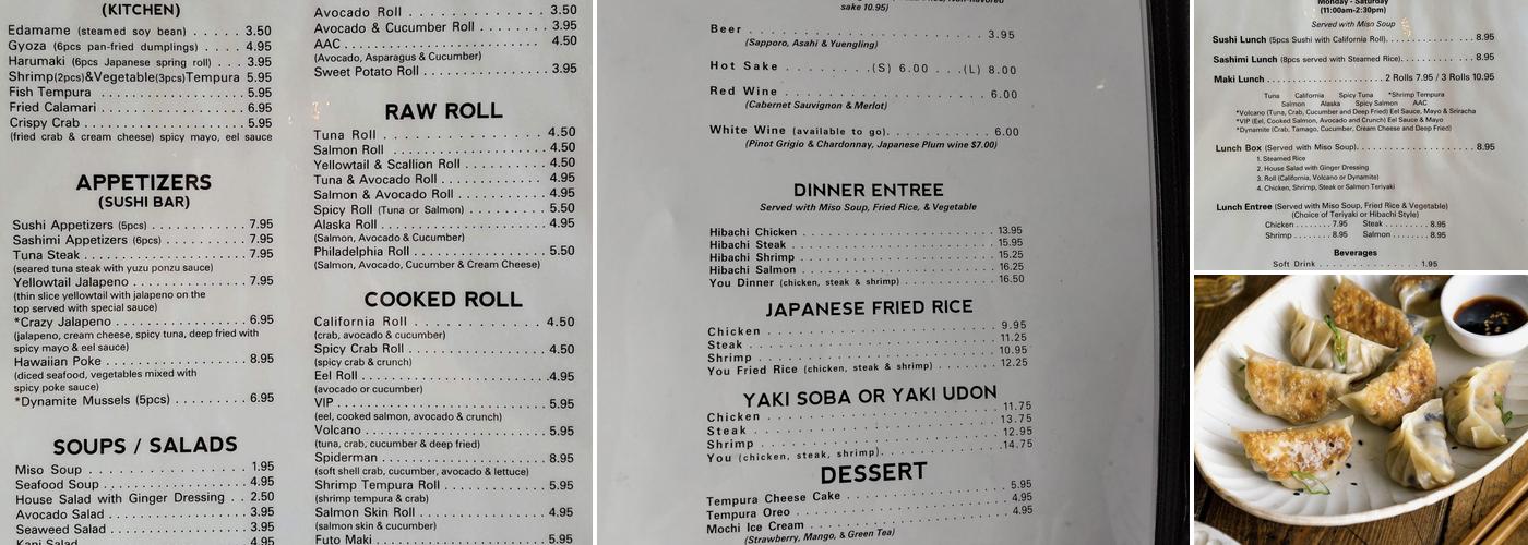 You Sushi & Hibachi Menu