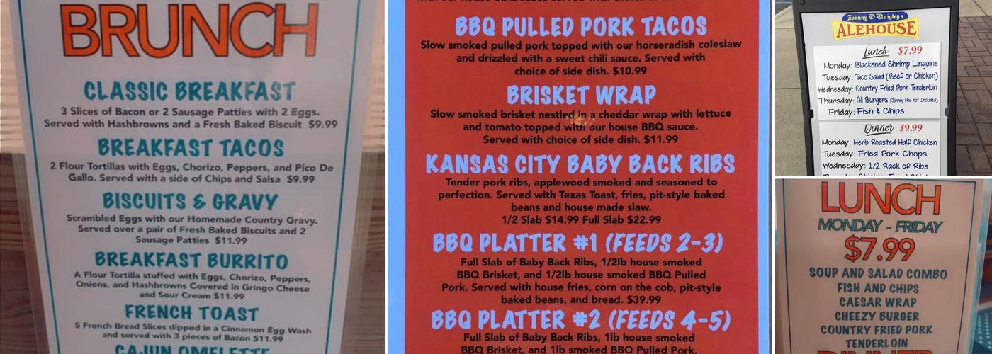 Johnny O'Quigley's Ale House Crestview Menu