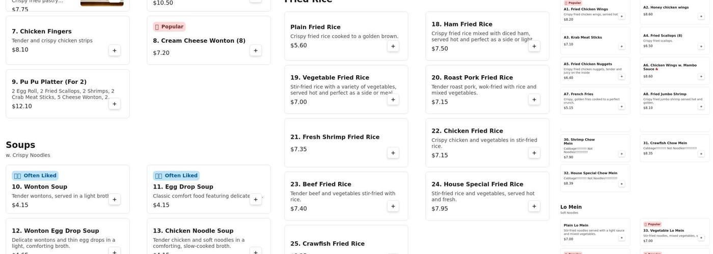 China One Menu