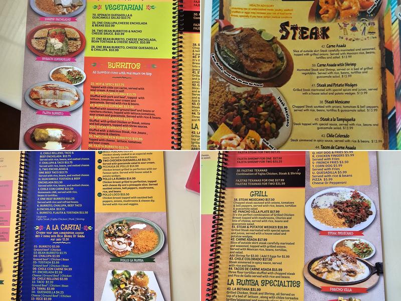 La Rumba Restaurant Menu