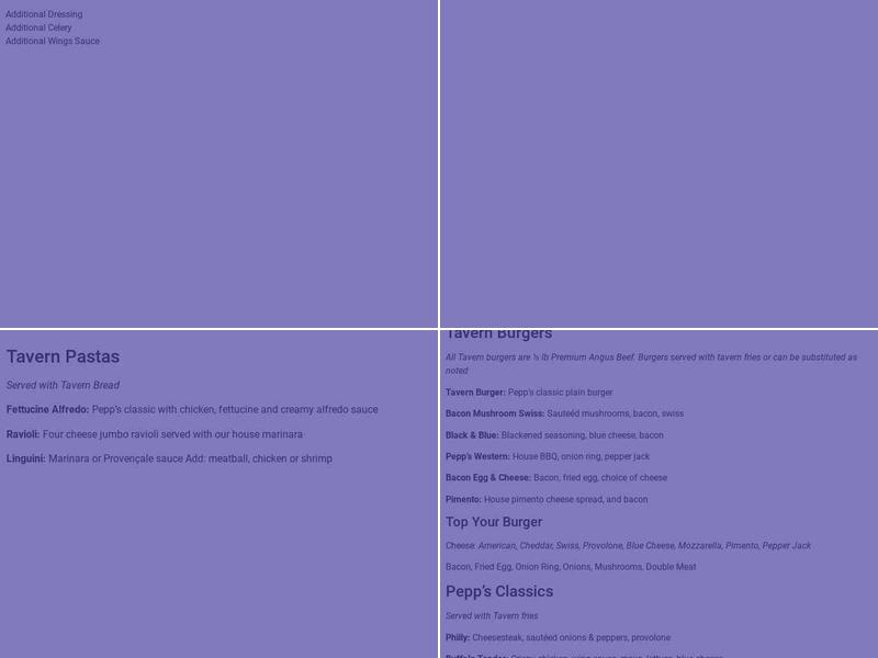 Pepperoni’s Tavern Menu