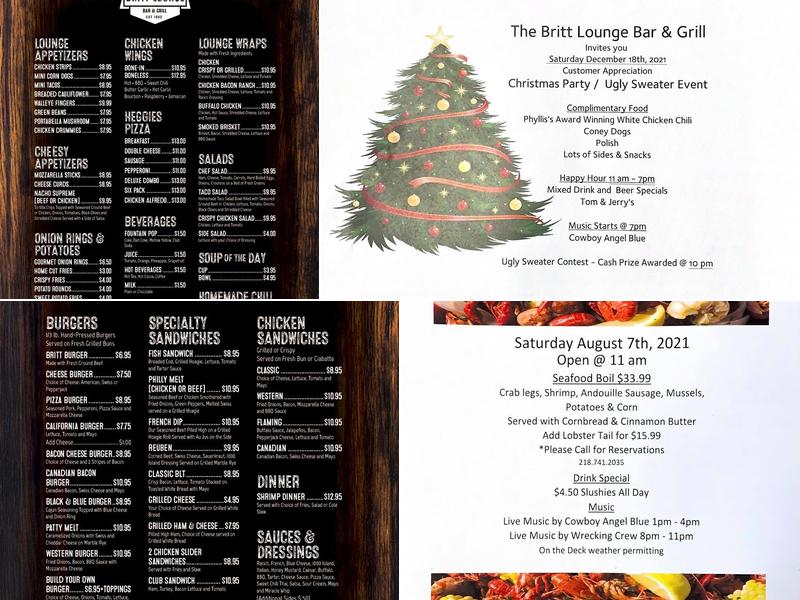 Britt Lounge & Cafe Menu