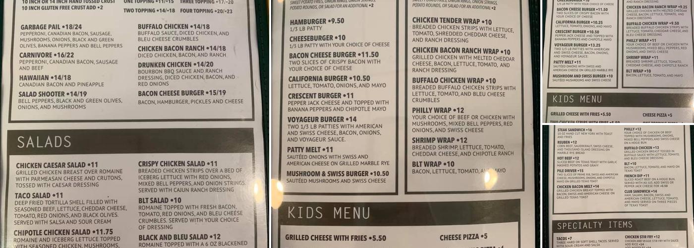 The Crescent Bar & Grill Menu