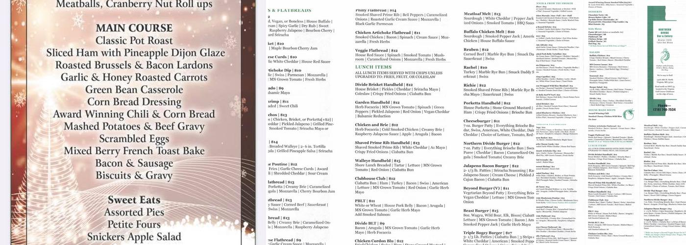 Northern Divide Bar & Eatery Menu