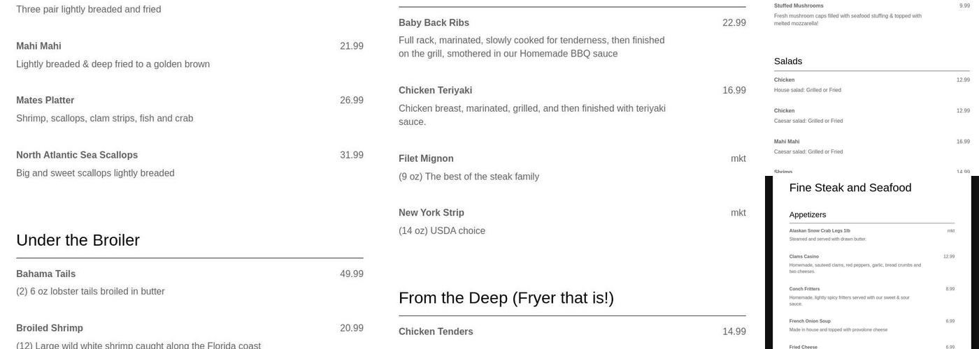 JC's Riptides Menu