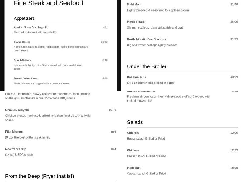 JC's Riptides Menu