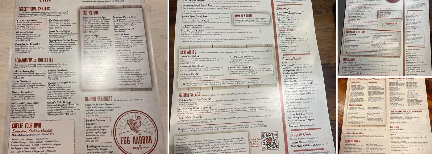 Egg Harbor Cafe Menu