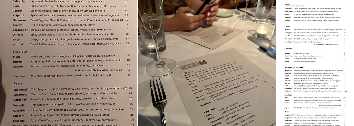 Trattoria one • 41 Menu