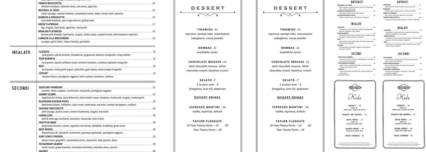 Sugo Menu