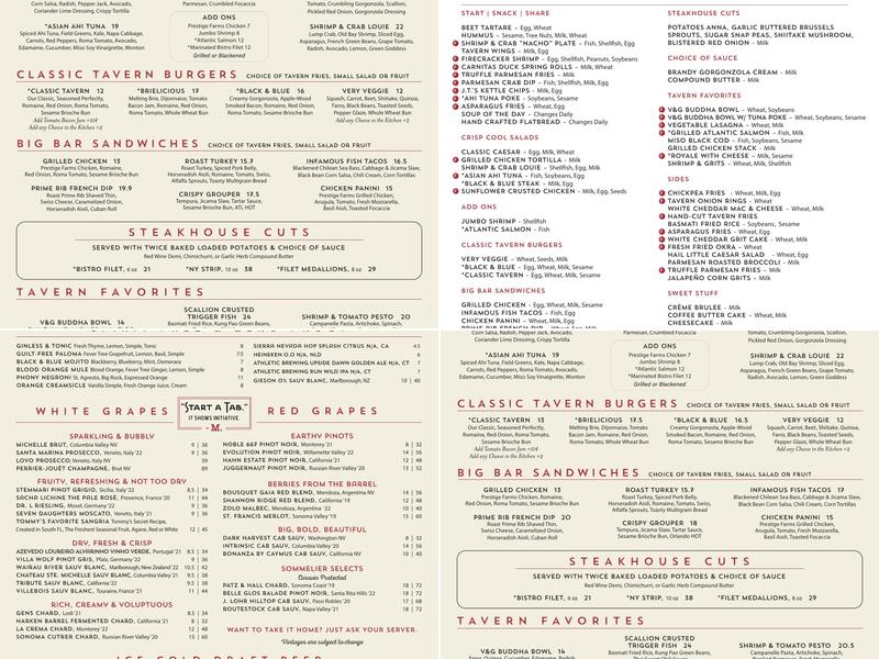 Marlow's Tavern Menu