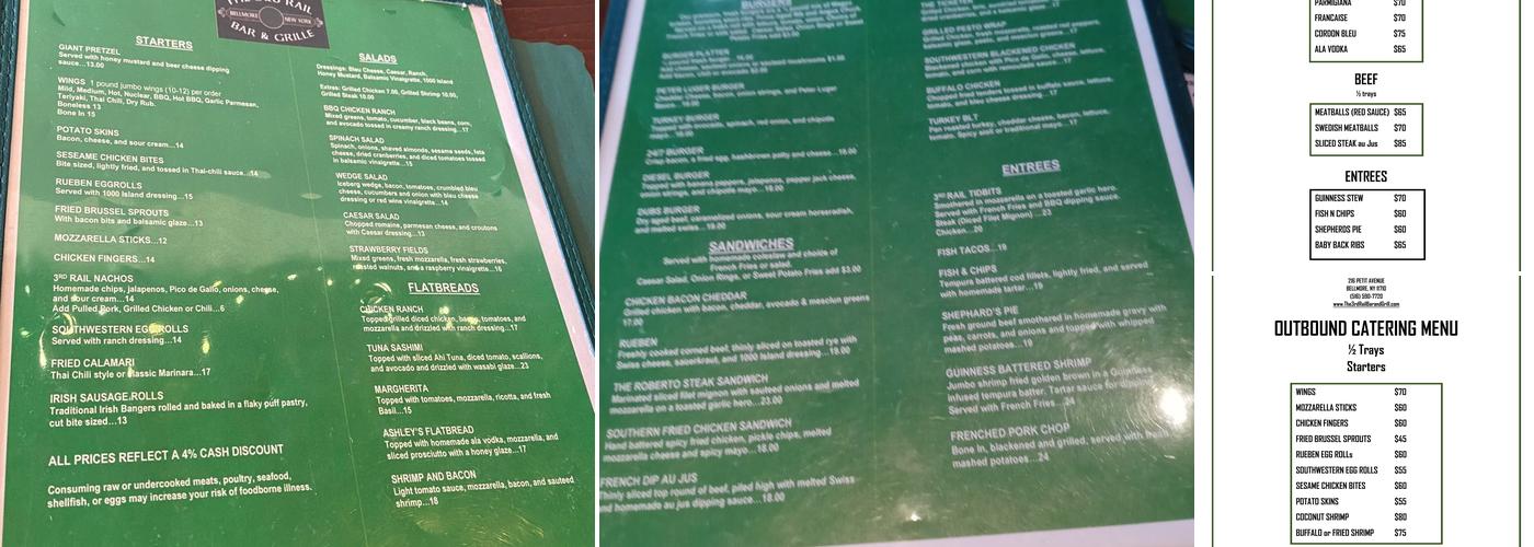 The 3rd Rail Bar & Grille Menu
