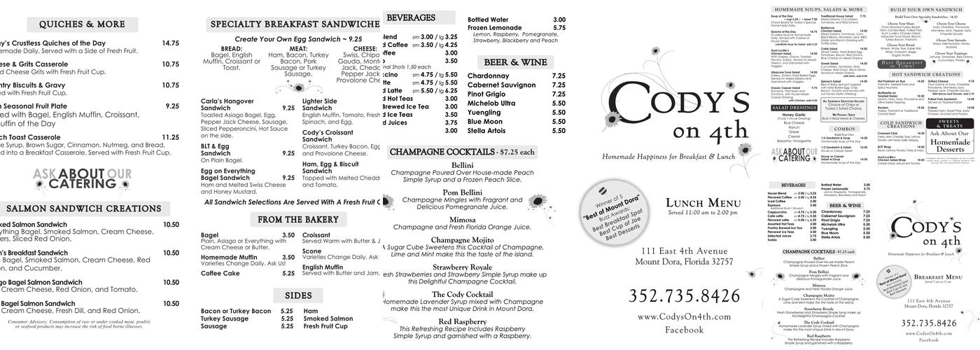 Cody's On 4th Menu