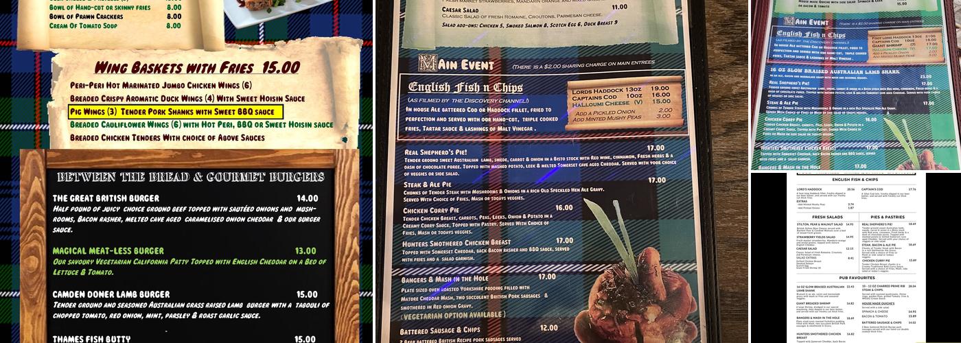 Magical Meat Boutique British Pub Menu