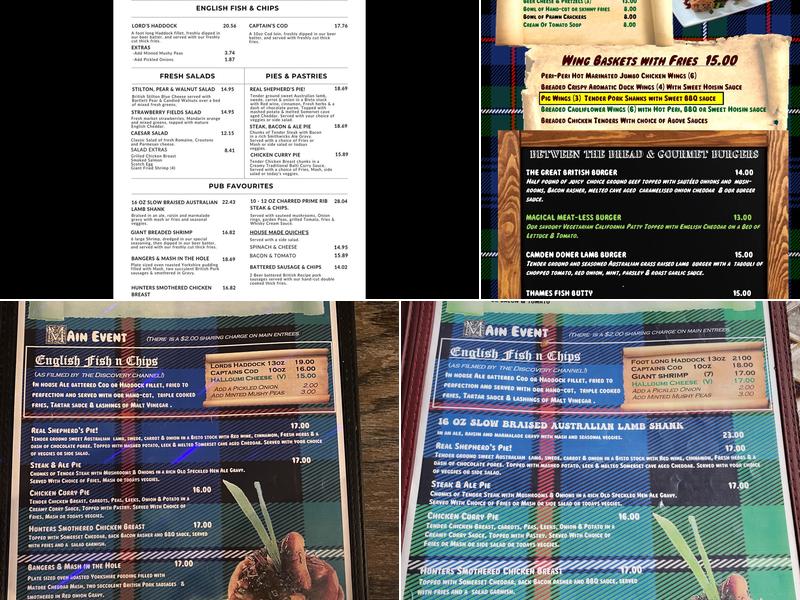 Magical Meat Boutique British Pub Menu