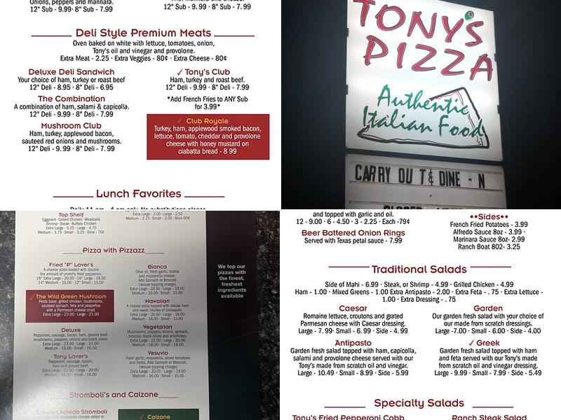 Tony's Pizza & Subs Menu