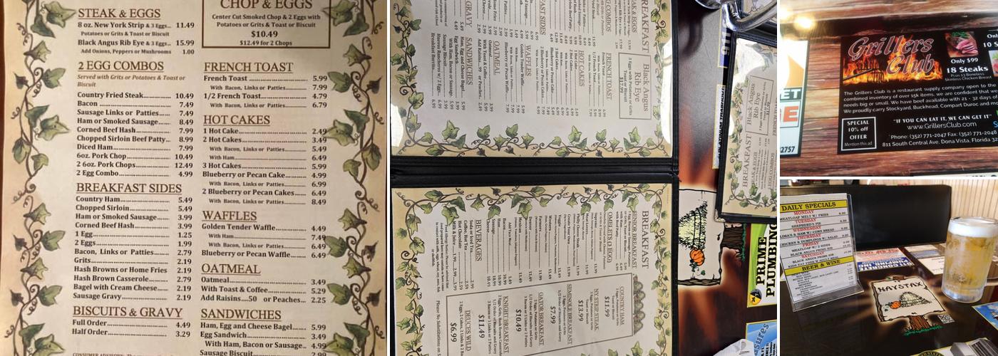 Haystax Restaurant Menu