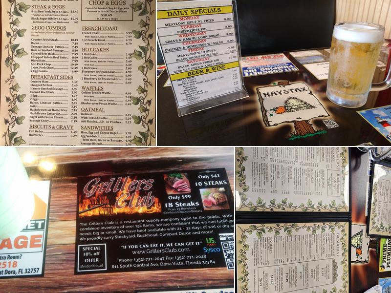 Haystax Restaurant Menu