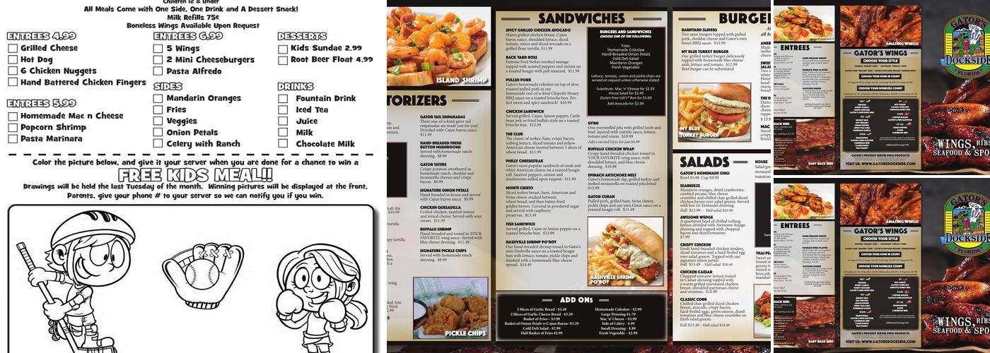 Gator's Dockside Eustis Menu