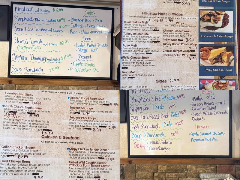 Greg's Haystax Menu