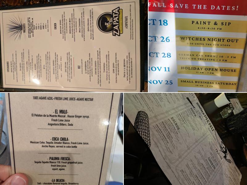 Zapata Tacos and Tequila Bar Menu