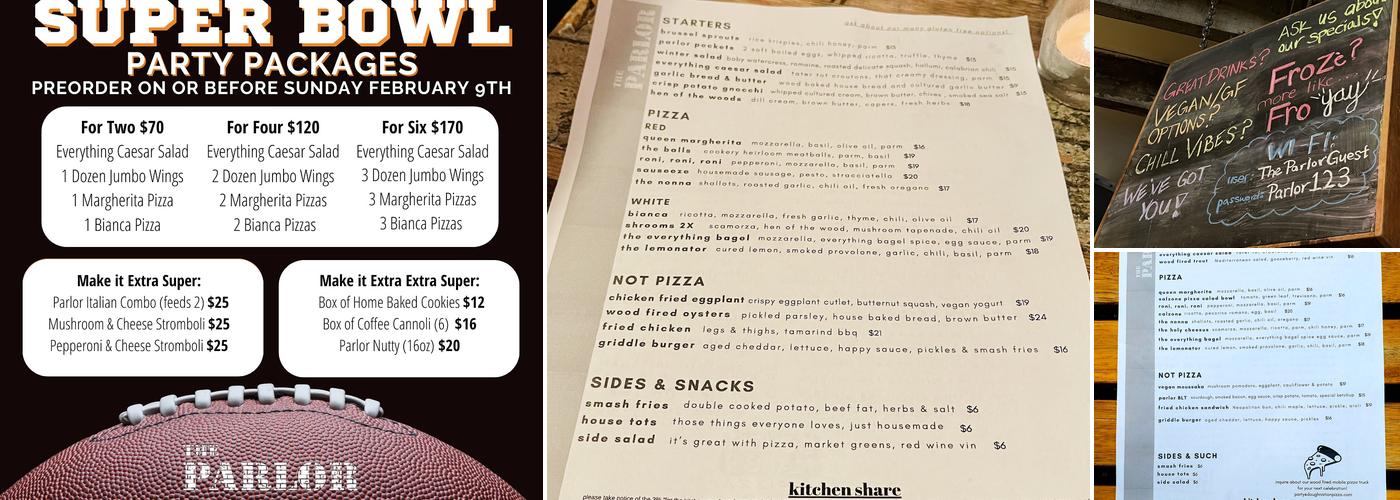 The Parlor Menu