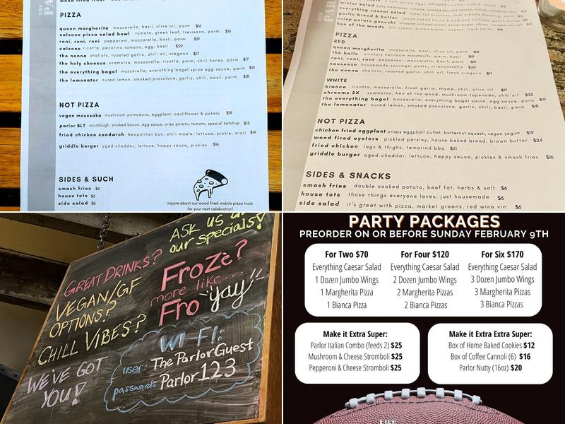 The Parlor Menu