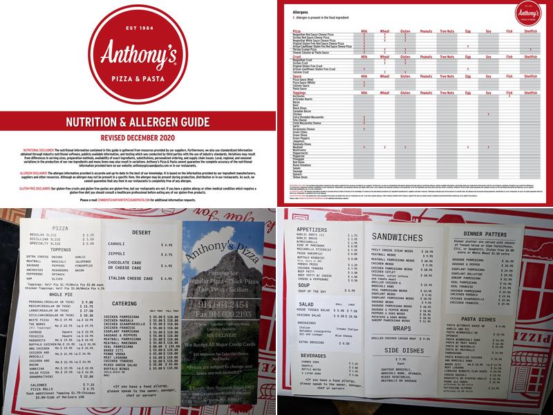 Anthony's Pizza Menu
