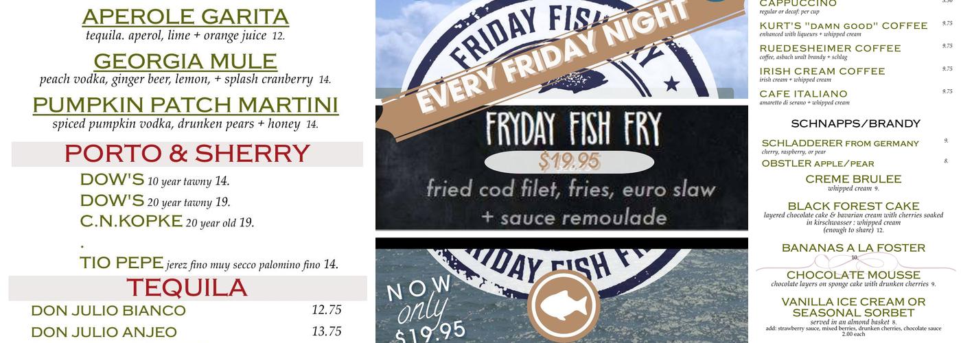 Kurt's Euro Bistro Menu