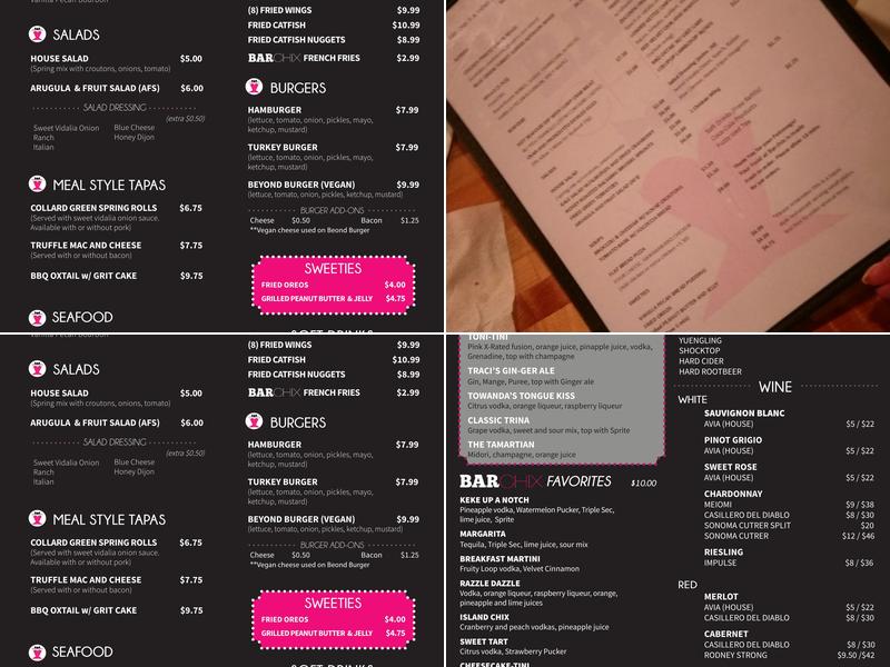 Bar Chix Menu
