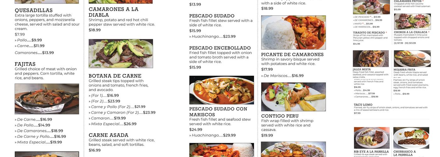 Contigo Peru Restaurant & Sports Bar Grill Menu