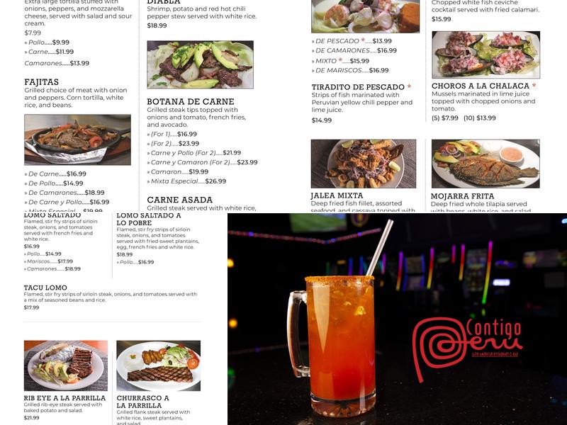 Contigo Peru Restaurant & Sports Bar Grill Menu