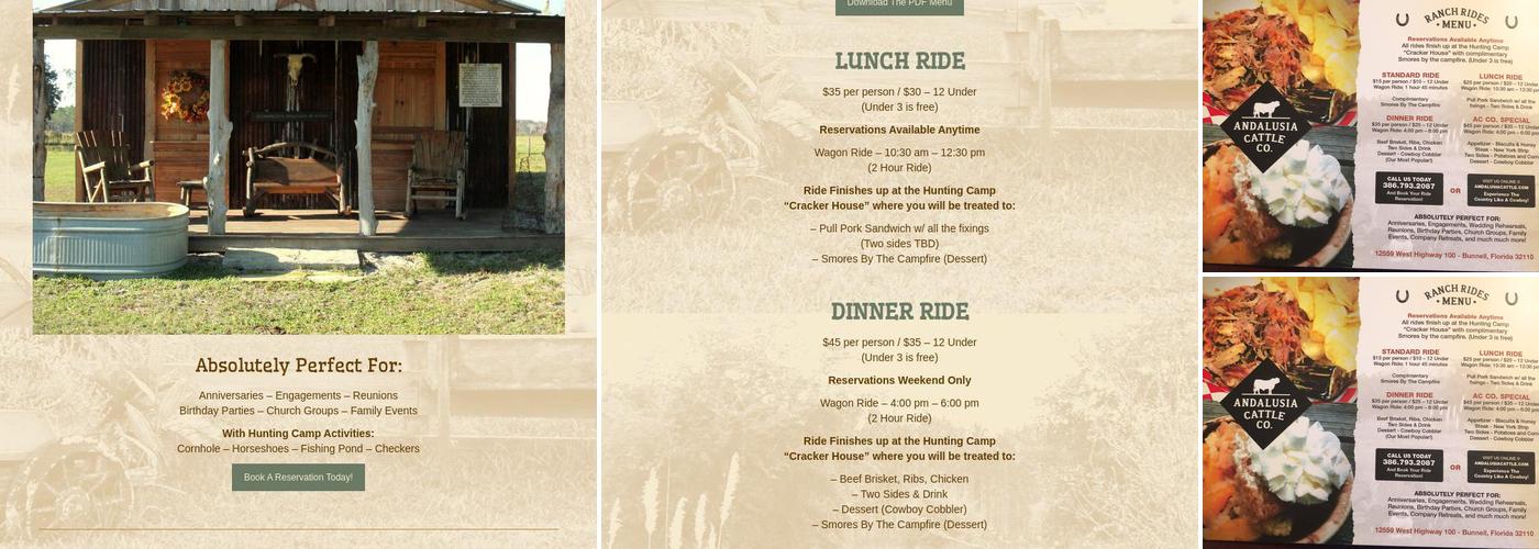 Wagon Trails Ranch Rides by Andalusia Cattle Co Menu