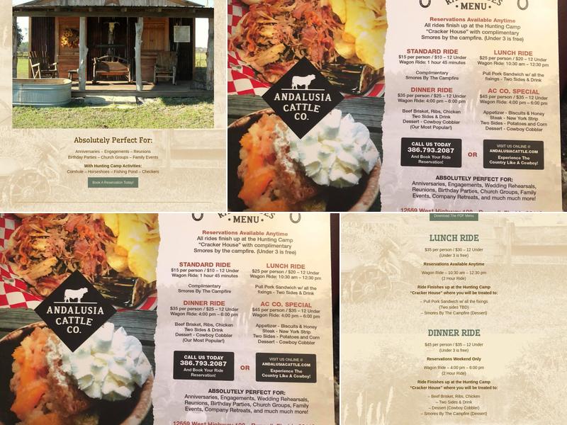 Wagon Trails Ranch Rides by Andalusia Cattle Co Menu
