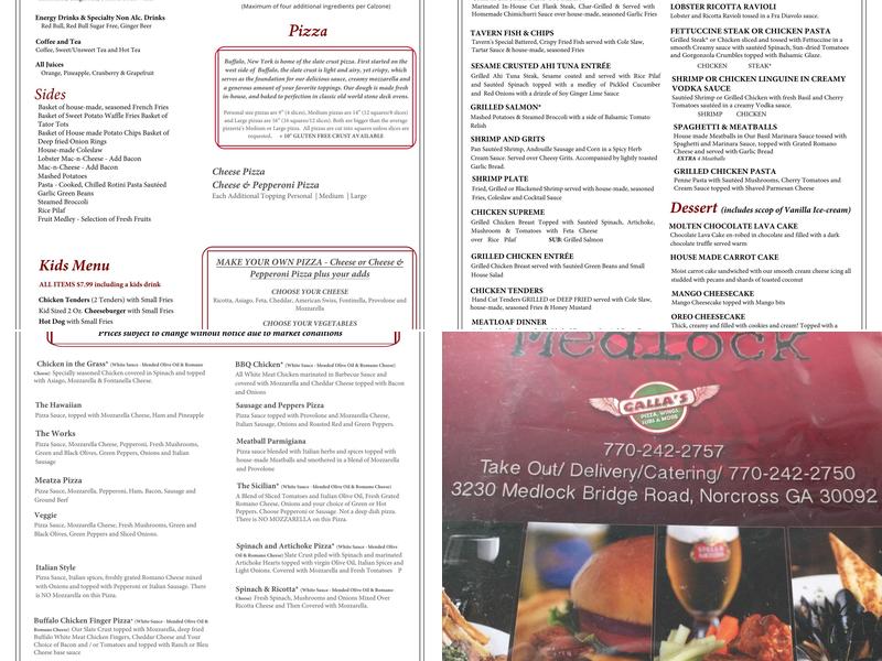 Tavern At Medlock Menu